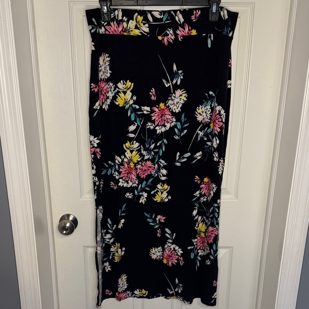 EUC Floral Maxi Skirt in Black by a.n.a